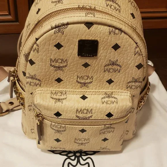 cheap mini mcm backpack boys Small Visetos Navy/Black Camo Luxury Leather Guys An elevated companion Stark Bebe Boo Side Studs